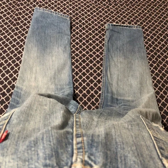 Levi’s 514 Mens Distressed Denim Light Blue Jeans Sz 40 X 32 Straight Leg